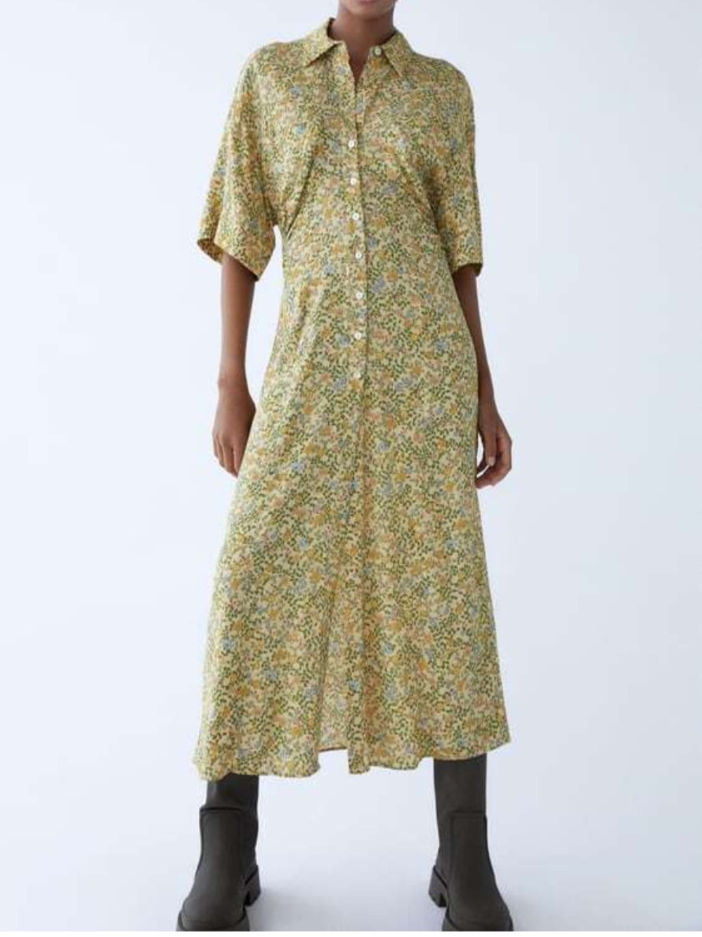 NWT Zara Yellow Floral Shirtdress